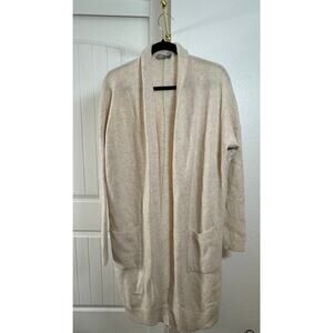 VINCE Sweater Shawl Open Drape Cardigan Natural Cashmere Wool Pockets Collar